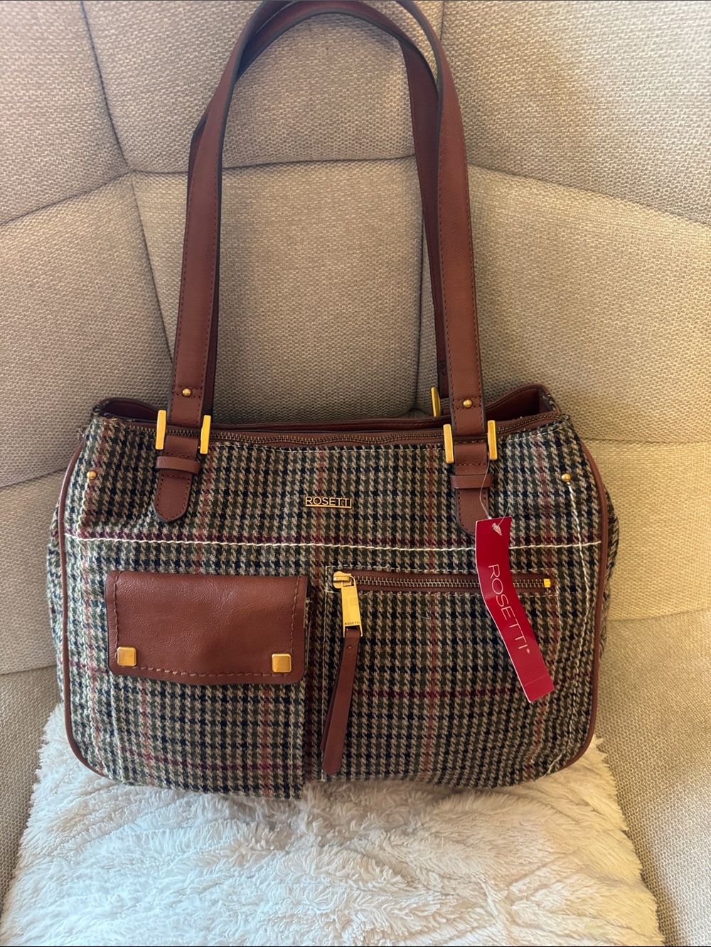 NWT Rosetti Kayla Satchel in Hunter Plaid